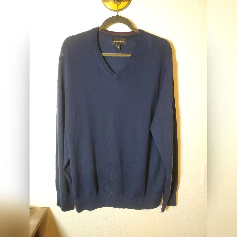 Bonobos Blue Tint  100% Merino Wool Crew Neck Sweater Size XXL Xl slim